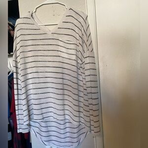 Long White and Black stripped long sleeve shirt